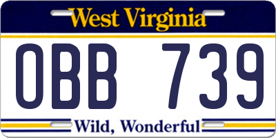 WV license plate OBB739