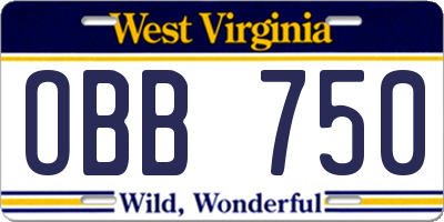 WV license plate OBB750
