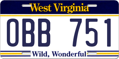 WV license plate OBB751