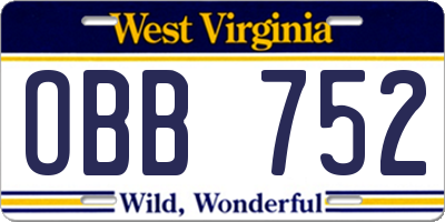 WV license plate OBB752