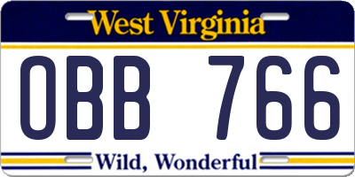 WV license plate OBB766
