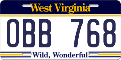 WV license plate OBB768
