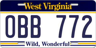 WV license plate OBB772