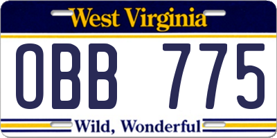 WV license plate OBB775