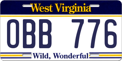 WV license plate OBB776