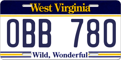 WV license plate OBB780