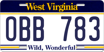 WV license plate OBB783