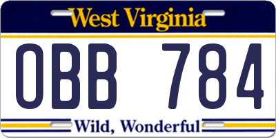 WV license plate OBB784