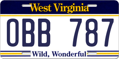 WV license plate OBB787