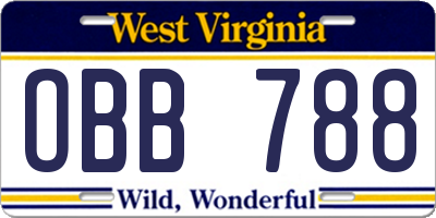 WV license plate OBB788