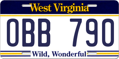 WV license plate OBB790