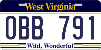 WV license plate OBB791