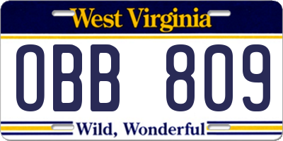 WV license plate OBB809