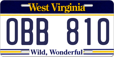 WV license plate OBB810