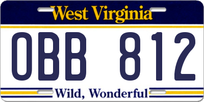 WV license plate OBB812