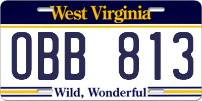 WV license plate OBB813