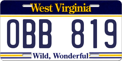 WV license plate OBB819
