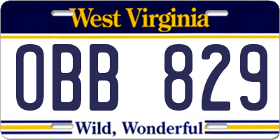 WV license plate OBB829