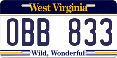 WV license plate OBB833