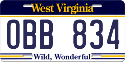 WV license plate OBB834