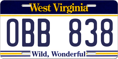 WV license plate OBB838