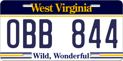 WV license plate OBB844