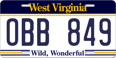 WV license plate OBB849