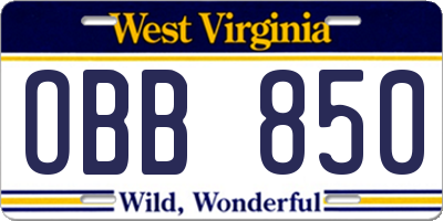 WV license plate OBB850