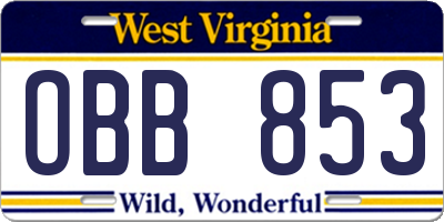 WV license plate OBB853