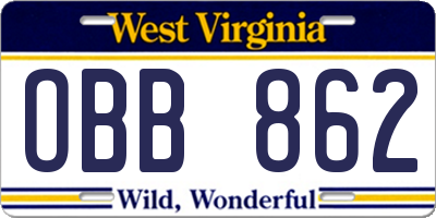 WV license plate OBB862