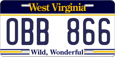 WV license plate OBB866