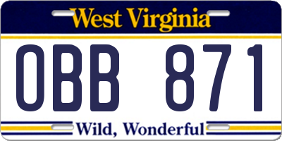 WV license plate OBB871