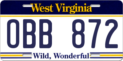 WV license plate OBB872