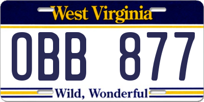 WV license plate OBB877