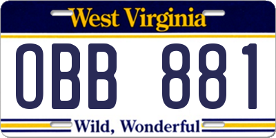 WV license plate OBB881