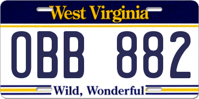 WV license plate OBB882