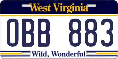 WV license plate OBB883