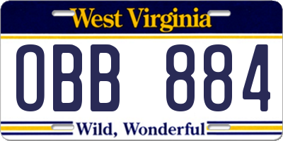 WV license plate OBB884