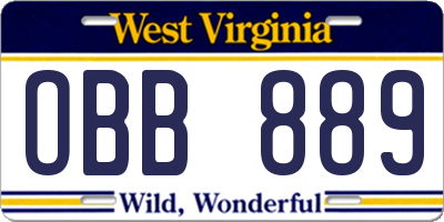 WV license plate OBB889