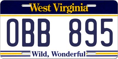 WV license plate OBB895