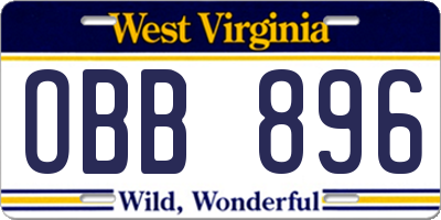 WV license plate OBB896
