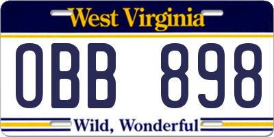 WV license plate OBB898