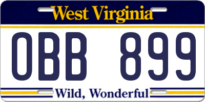 WV license plate OBB899