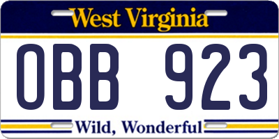 WV license plate OBB923