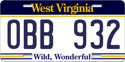 WV license plate OBB932