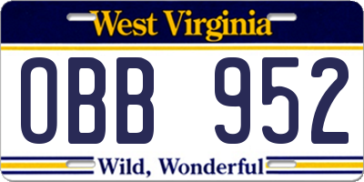 WV license plate OBB952
