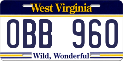 WV license plate OBB960