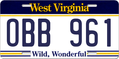 WV license plate OBB961