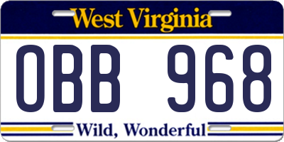 WV license plate OBB968
