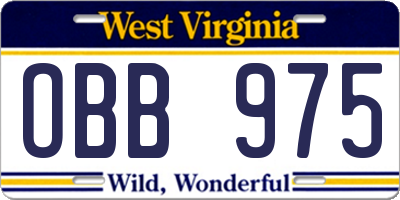 WV license plate OBB975